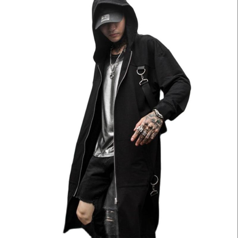 Men's Trench Coats Nightclub DJ singer punk rock hooded trench coat ribbons long jacket stage costume men vintage zipper cloak gothic style cape 220826, Black
Men's Trench Coats Nightclub DJ singer punk rock hooded trench coat ribbons long jacket stage costume men vintage zipper cloak gothic style cape 220826, Black