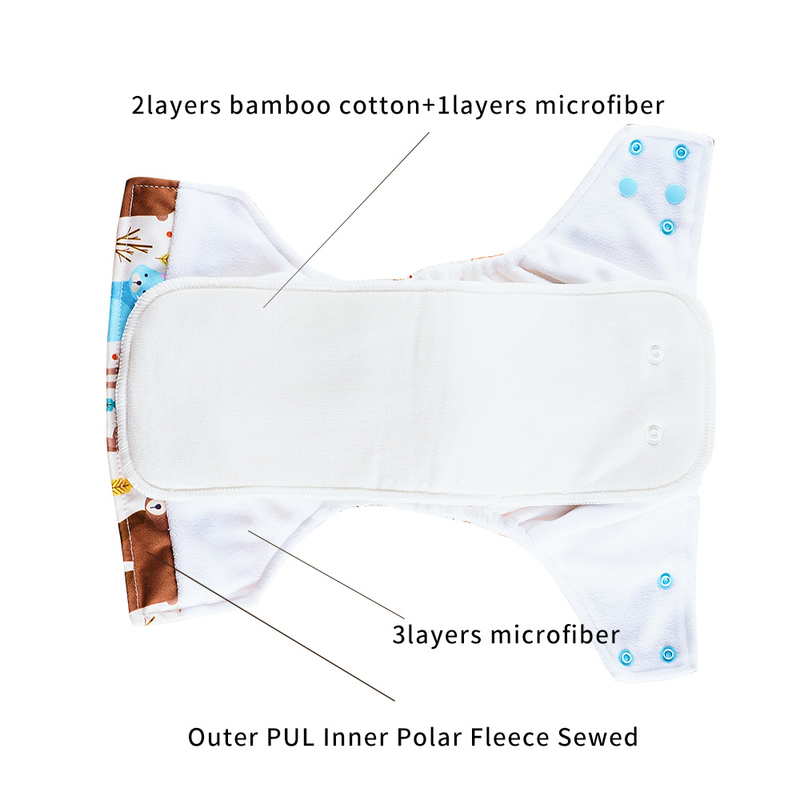 Happy Flute Onesize AI2 Pocket Cloth Diaper With Bamboo Cotton Insert Eco-Friendly Reusable Washable Waterproof Nappy 220512