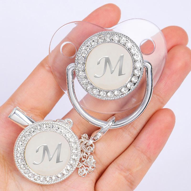 Pacifiers# Born Personalized Pacifier Clips Letter Silver Bling Baby Luxury Pacifiers Holder Infant Transparent Silicone Nipple BPA FreePaci
Pacifiers# Born Personalized Pacifier Clips Letter Silver Bling Baby Luxury Pacifiers Holder Infant Transparent Silicone Nipple BPA FreePaci