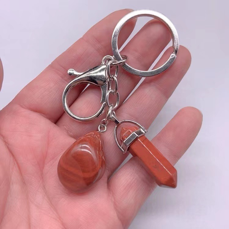 En Naturelle Créative Colonne Hexagonale Pierre Aléatoire Combinaison Porte-clés Voiture Suspendu Bijoux à Bricoler Soi-même