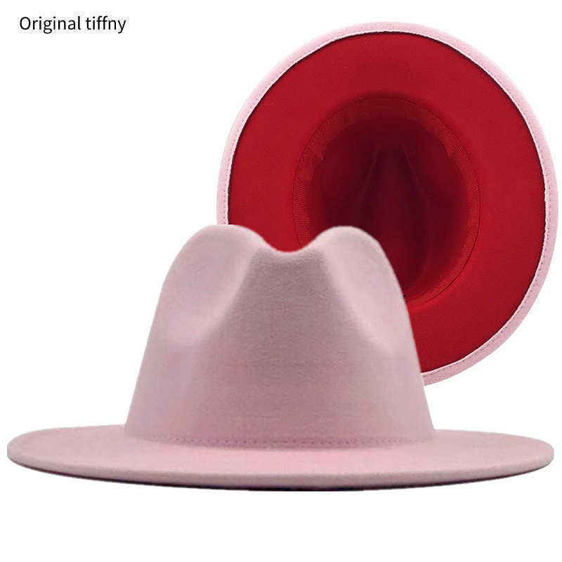 Red Bottom Fedoras Men`s Cap Jazz Hats Cowboy Hat For Women And Men Double-sided Color Cap Top Hat Wholesale 2022 Y220406
