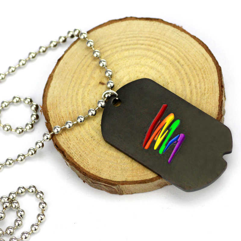 New Rainbow Stainless Steel Circle Pride Gay Necklace Men Fashion Couple Unisex Pendant Chain High Quality Jewelry Gifts