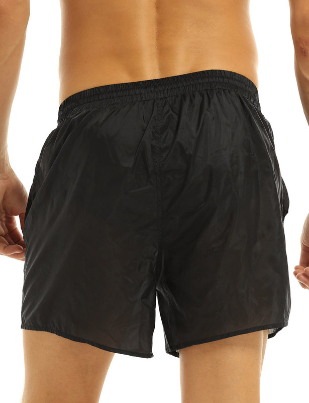 Transparent Swimwear Mens Swim Shorts Sexy Solid Drawstring Quick Dry Beach Man Swimming Trunks with Bulit in Mesh Briefs 220620