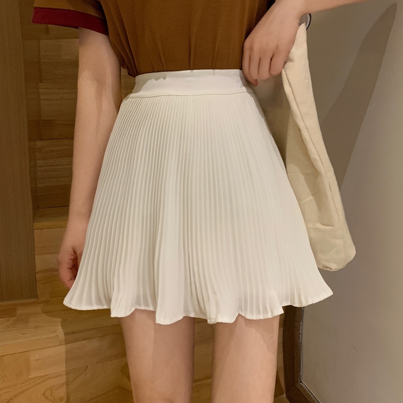 college style high waist retro Aline pleated skirt women 220701