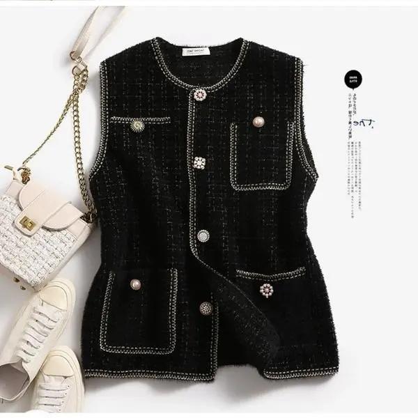 Women's Vests Spring Women Vest Faux Luxurious Single-Breasted Waistcoat Knitted Sweater Sleeveless Oversized JacketWomen's Women'sWomen's, Black vest
Women's Vests Spring Women Vest Faux Luxurious Single-Breasted Waistcoat Knitted Sweater Sleeveless Oversized JacketWomen's Women'sWomen's, Black vest