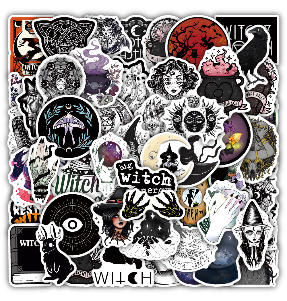54Pcs Gothic Witch Stickers Vintage Aesthetic Graffiti Stickers for DIY Luggage Laptop Skateboard Motorcycle Bicycle Sticker, Multi colors
54Pcs Gothic Witch Stickers Vintage Aesthetic Graffiti Stickers for DIY Luggage Laptop Skateboard Motorcycle Bicycle Sticker, Multi colors