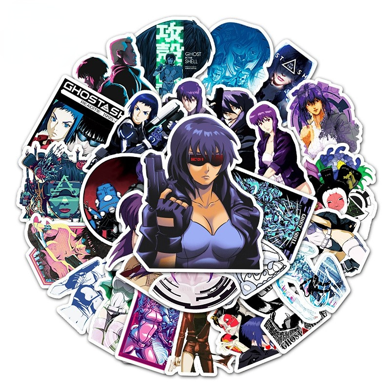 51Pcs/Lot Cartoon Anime Ghost In The Shell Stickers Comic Kusanagi Motoko Graffiti Stickers for DIY Luggage Laptop Skateboard Motorcycle Bicycle Stick