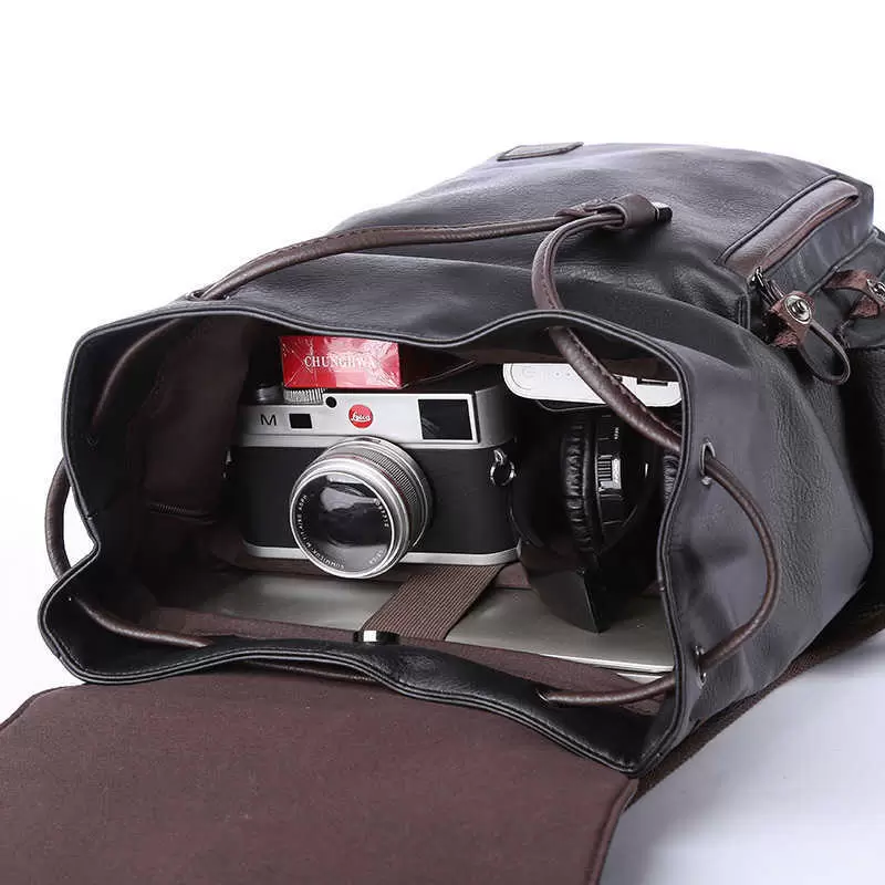 Suitcases Fashion Brand Men's Backpack Travel Street Leather Car Sewing High School Students' Anti Splash Schoolbag