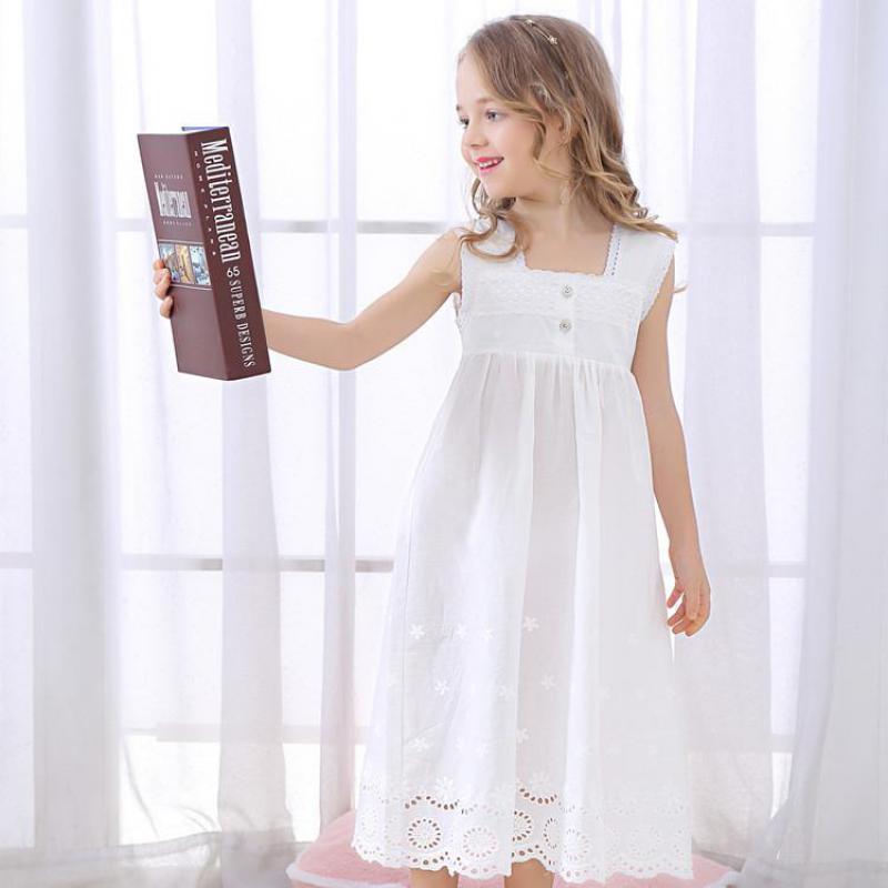 Toddle Girl White Nightdress Princess Dress Children Pajamas Nightgowns For s Kids Night Lace Sleeping 220426