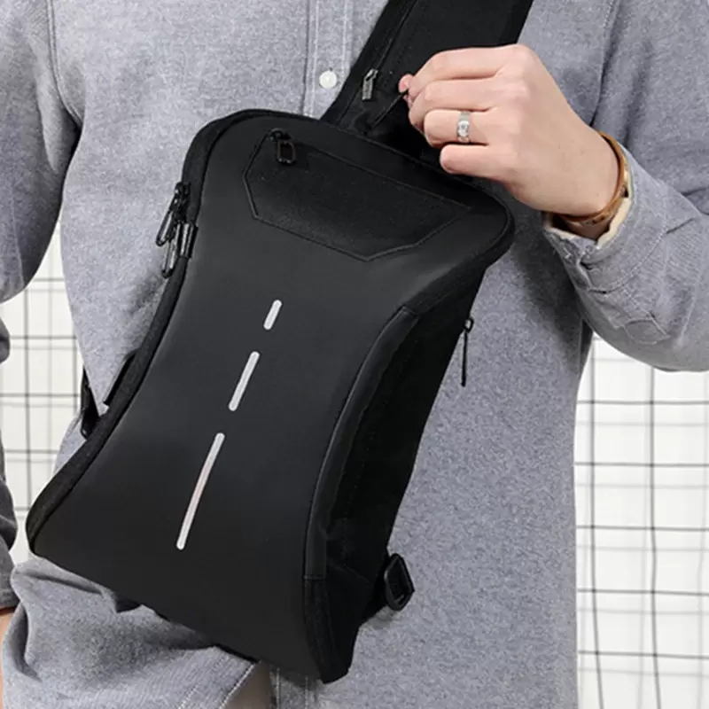 Opening closing business chest bag shoulder messenger handbag tablet computer mobile phone USB charging storage packback bags men and women