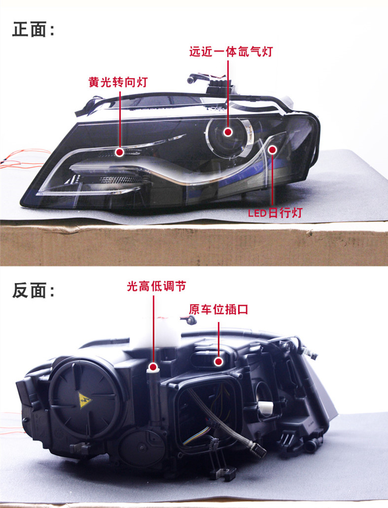 Head Lamp For Audi A4 LED Headlight 2009-2012 Headlights A4L DRL Turn Signal High Beam Angel Eye Projector Lens