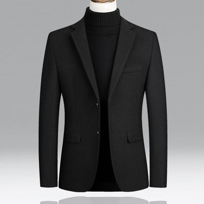 Autumn Winter Men Blazer Casual Business Suits Two Buttons Lapel Long Sleeve Woolen Suit Coat Fashion Slim Men's Blazers 220409