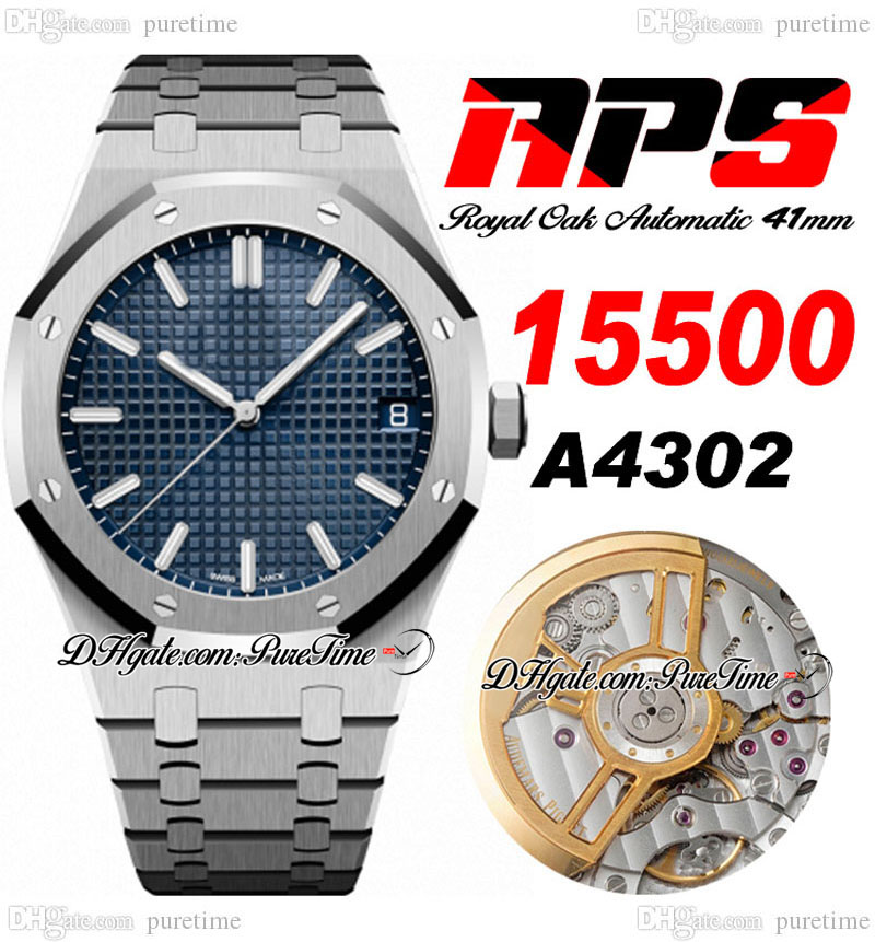 APSF 41mm A4302 Automatic Mens Watch 1550 Ultra Thin Blue Grande Tapisserie Dial Stainless Steel Bracelet Super Edition Puretime B2, Gray
APSF 41mm A4302 Automatic Mens Watch 1550 Ultra Thin Blue Grande Tapisserie Dial Stainless Steel Bracelet Super Edition Puretime B2, Gray