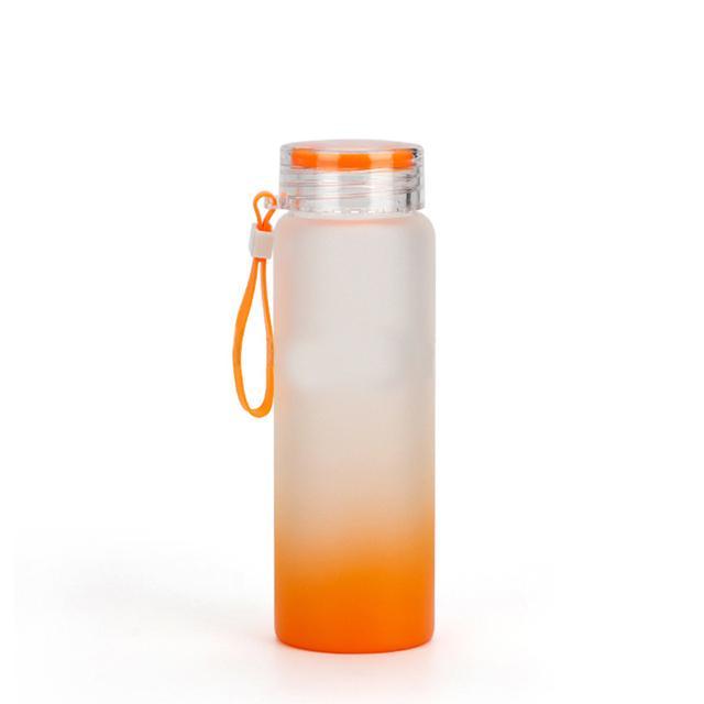 Sublimation Mug Water Bottle 500ml Frosted Glass Water Bottles gradient Blank Tumbler Drink ware Cups Gradient Color sxjun12