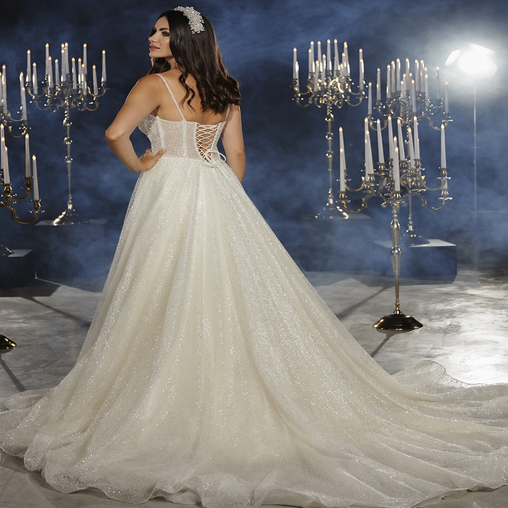 Glitter Sequin Wedding Dress Boho 2022 Sexy Spaghetti Straps A Line Backless Bohemian Wedding Dresses Bling Women Robe De Mariage Vestido Novia Garden