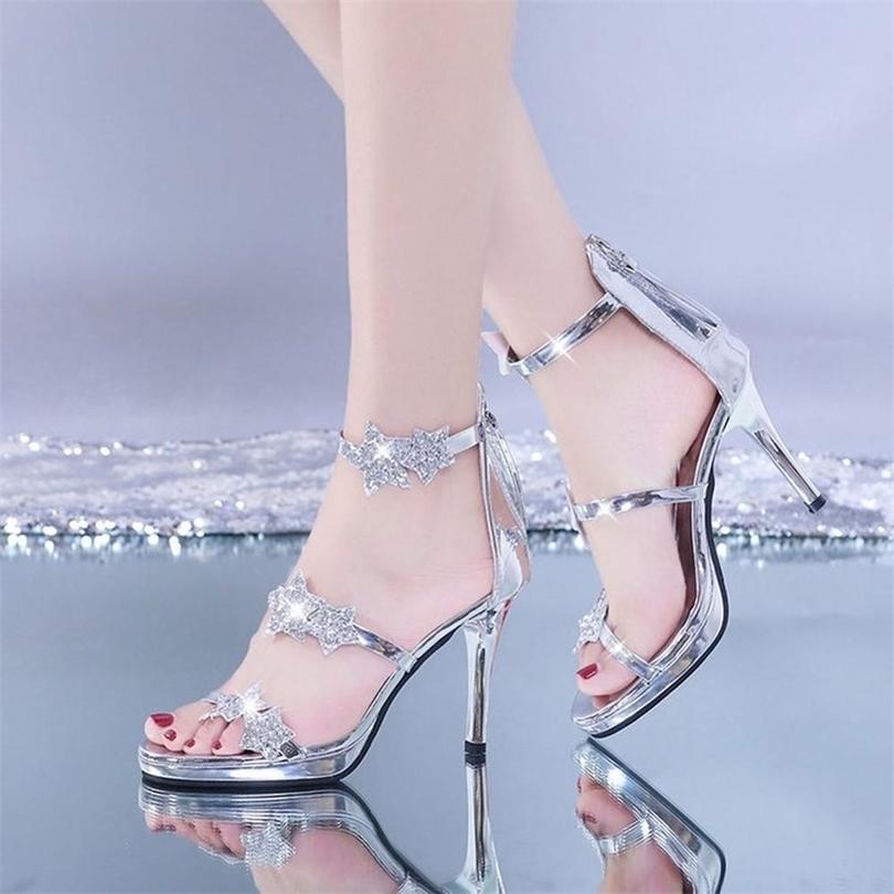 Ladies High Heel Shoes Elegant Glitter Shinning Star and Heart Pattern Party Wedding WJ011 220328