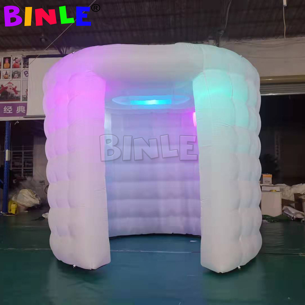 Oval Shape 360 Inflatable Photo Booth Enclosure Backdrop RGB LED Lights Portable Tent for Party Wedding Event 3x2.4m