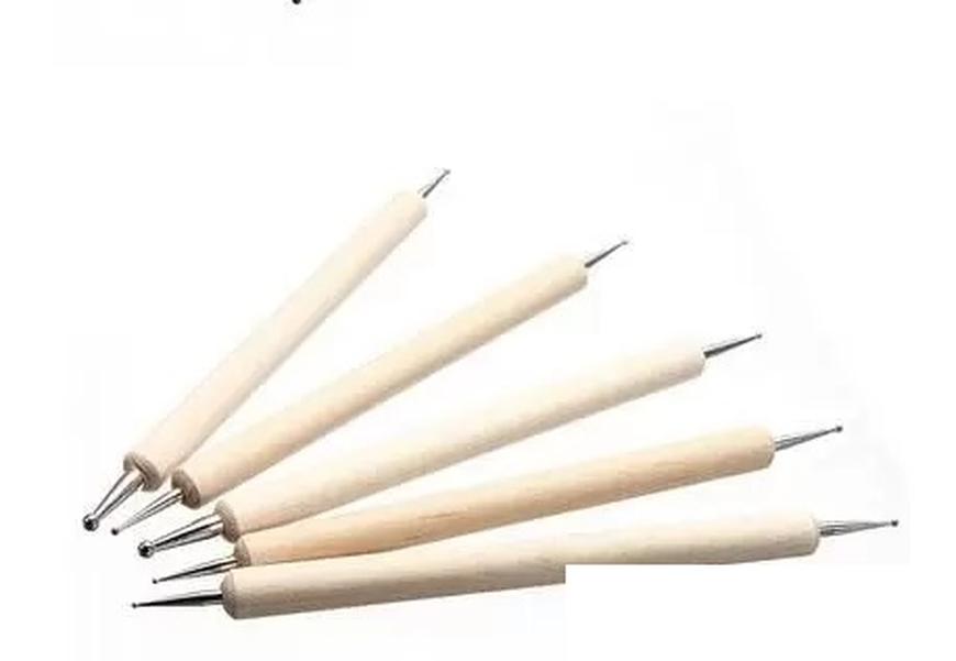 Wooden Dotting Pen DualEnd Wax Dot tool Pens Set Wood Nail Art Toenail Tools Supply Kit