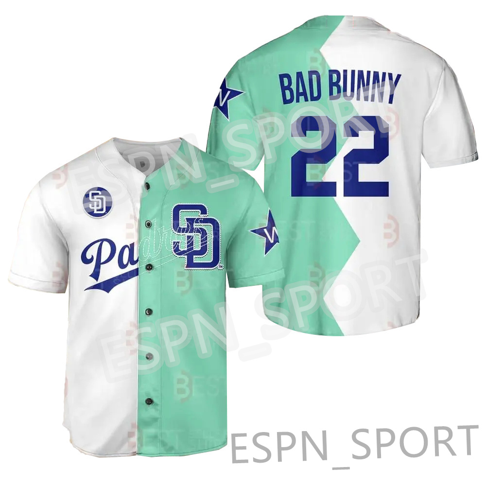 22 Bad Bunny 2022 All Stars Split Jersey Padres Baseball Jerseys San Diego Men Women Youth, Custom your name number
22 Bad Bunny 2022 All Stars Split Jersey Padres Baseball Jerseys San Diego Men Women Youth, Custom your name number