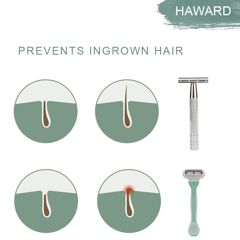 HAWARD Silver Razor Metal Double Edge Safety Razor With 10 BladesReusable Manual Shaving Razor For Men Eco Friendly Zero Waste 220622