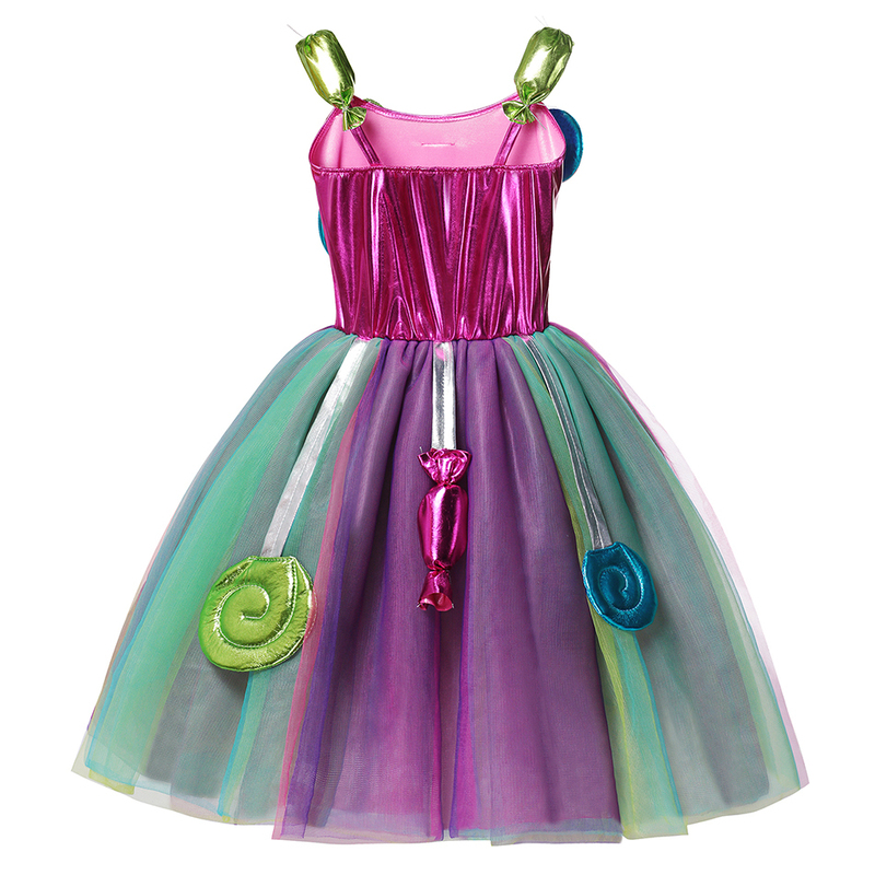 MUABABY Carnival Candy Dress for Girls Purim Festival Fancy Lollipop Costume Children Summer Tutu Dresses Dressy Party Ball Gown 220707