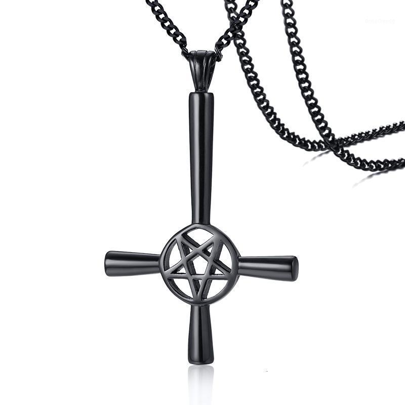 Pendant Necklaces Inverted Pentagram Cross Necklace Mens Satanic Symbol Stainless Steel Upside Down Lucifer Satan Jewelry
Pendant Necklaces Inverted Pentagram Cross Necklace Mens Satanic Symbol Stainless Steel Upside Down Lucifer Satan Jewelry