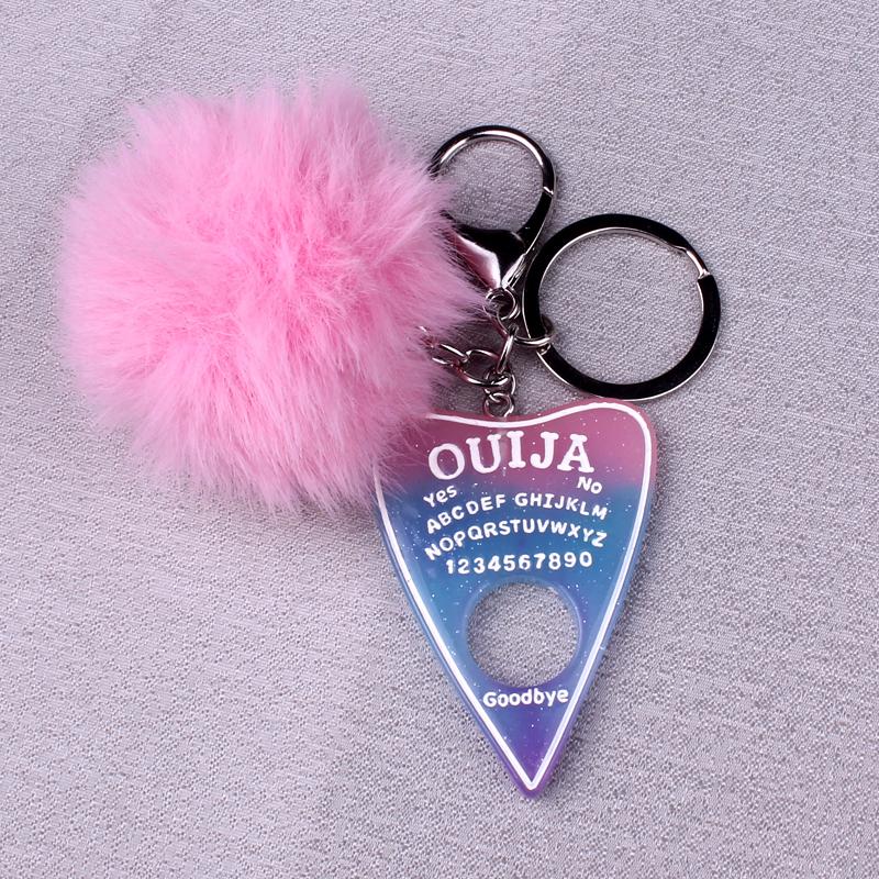 Keychains 1PC Women Pompom Keychain Ouija Planchette Resin Charms Handbag Keyring With Puffer Ball Punk Board Crafts Di032
Keychains 1PC Women Pompom Keychain Ouija Planchette Resin Charms Handbag Keyring With Puffer Ball Punk Board Crafts Di032