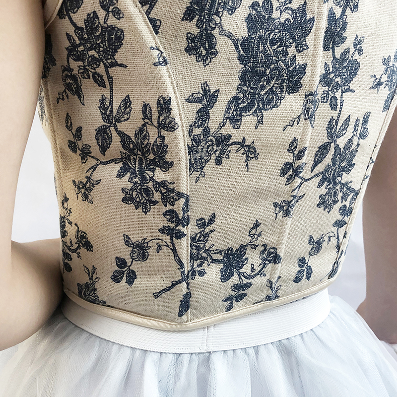 Women Corset Crop Tanks Fashion Linen Floral Tupe Tops Vintage Plastic Boned Overbust Bustier Camis Cyber Baby Tee Gothic Aesthetic Grunge Fairy Core 