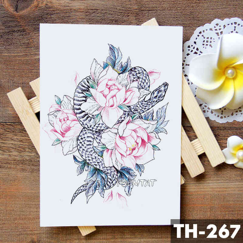 NXY Temporary Tattoo Dream Catcher Moon Lotus Flower Sticker Peony Snake Owl Fox Flash s Small Body Art Waterproof Tatoo 0330
