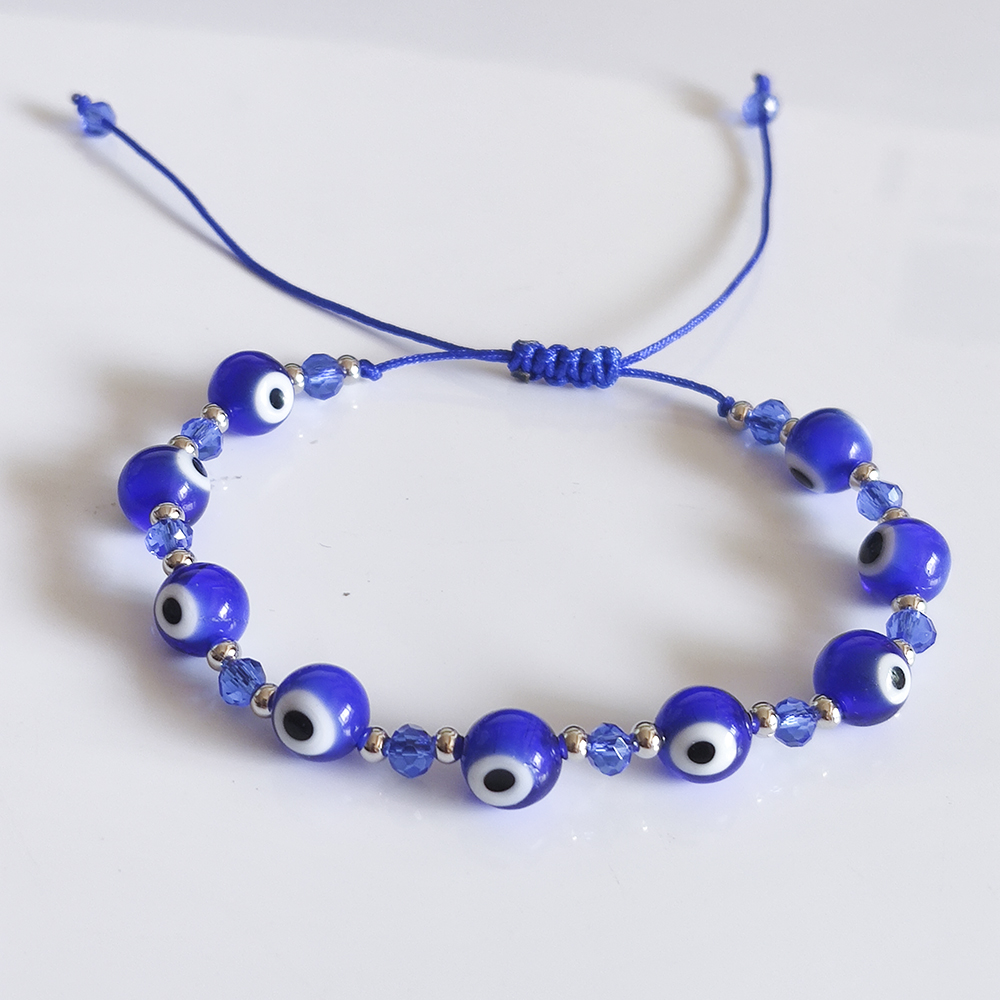 Turkish Evil Blue Eye Beads Bracelet Braided Rope Chain Colorful Crystal Beads Bracelets for Women Handmade Jewelry Gifts