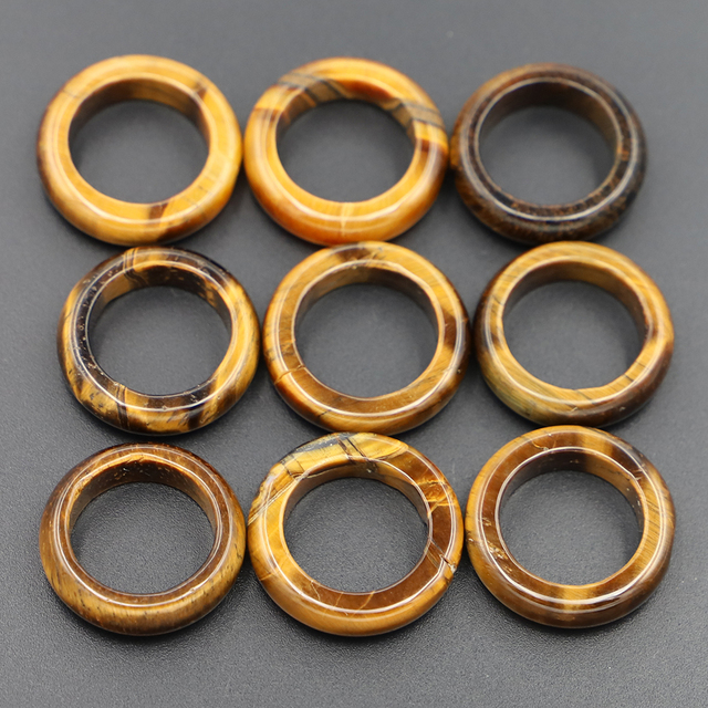 Natural Stone Wide 6mm Tiger eye Finger Rings Unisex Circle Reiki women Jewelry Gifts