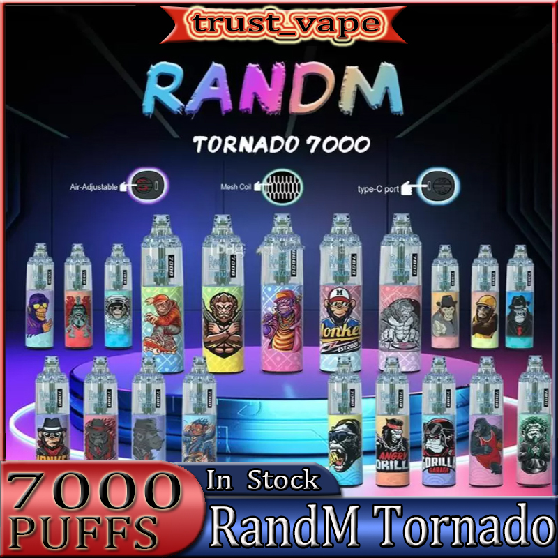 Authentic RandM Tornado 7000 Puffs Disposable E cigarettes Pod Device Powerful Battery 14ml Prefilled Cartridge Mesh Coil RGB light Glowing Vape Pen Kit
Authentic RandM Tornado 7000 Puffs Disposable E cigarettes Pod Device Powerful Battery 14ml Prefilled Cartridge Mesh Coil RGB light Glowing Vape Pen Kit