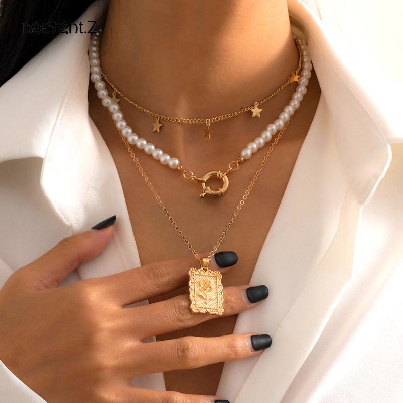 Chains IngeSight.Z 3Pcs/Set Imitation Pearl Chain Star Tassel Choker Necklace Multi Layered Rose Flower Square Pendant JewelryChains
Chains IngeSight.Z 3Pcs/Set Imitation Pearl Chain Star Tassel Choker Necklace Multi Layered Rose Flower Square Pendant JewelryChains