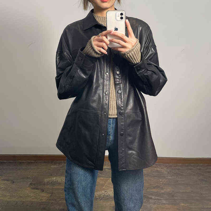 Women's Leather Groove Coat Genuine Sheepskin Vegetable Leatherette Coat Lady Full Sleeve Turn Down Collar CL4020 J220727, Black
Women's Leather Groove Coat Genuine Sheepskin Vegetable Leatherette Coat Lady Full Sleeve Turn Down Collar CL4020 J220727, Black