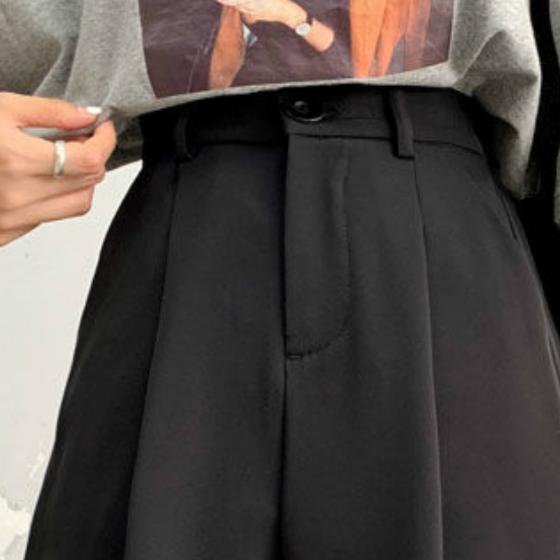 Shorts Women Summer Button Kneelength Black Wideleg Loose Drape Koreanstyle Casual Womens Office BF Streetwear Fashion Simple 220527