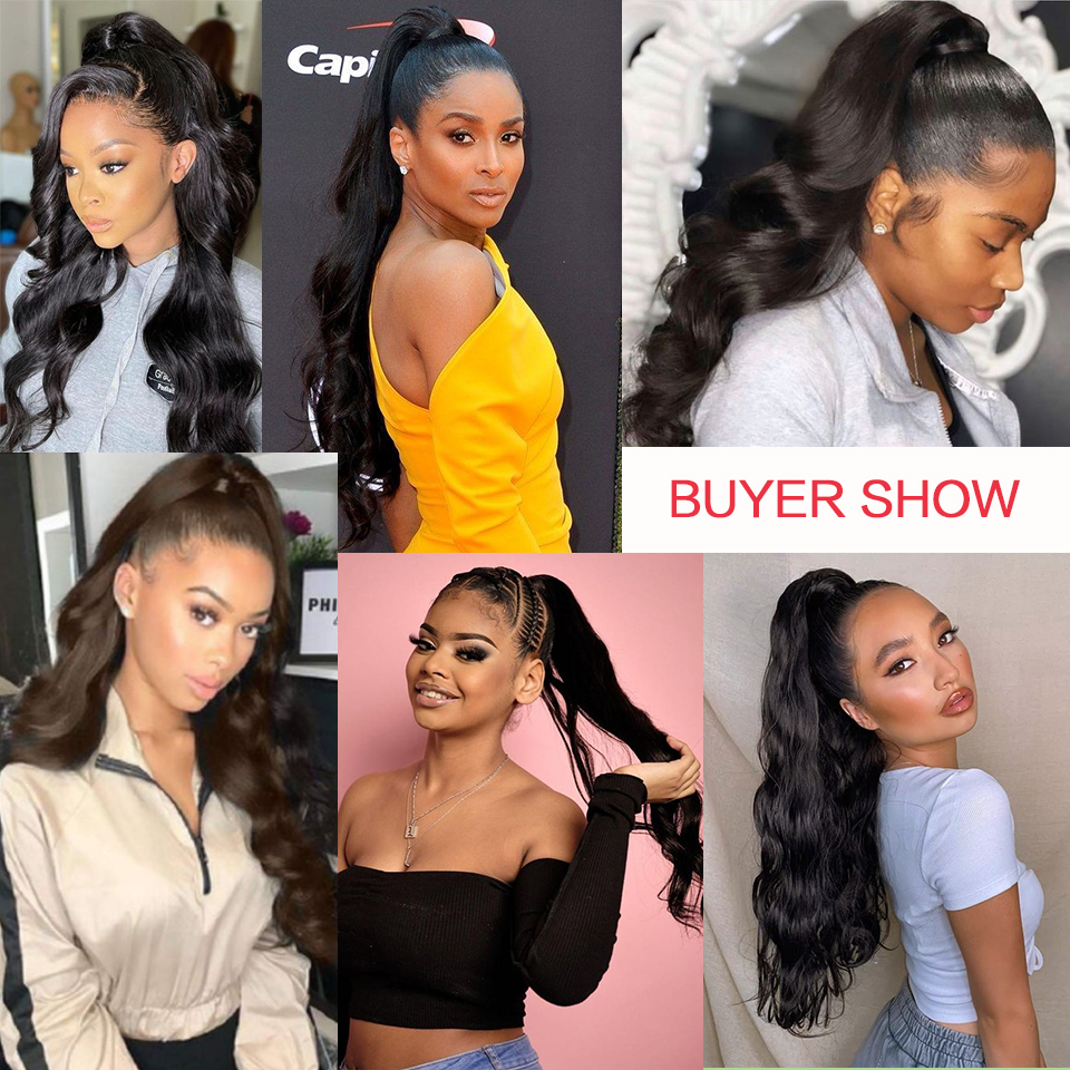 Drawstring Ponytail Human Hair Body Wave Extensions 12"-26" Brazilian Remy Clip Ins For Women Ponytail 140g DIVA2