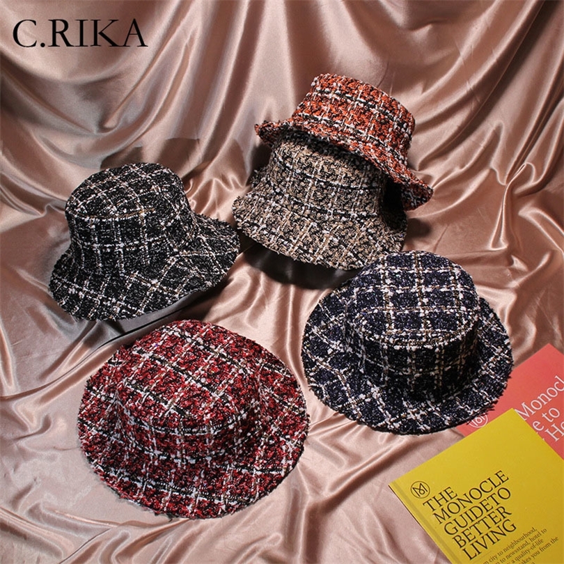 Autumn Winter Women Tweed Hats Bucket Hat Caps Chic Plaid 5 Colors Fisherman Panama Knitted Bucket Hat T200116, Khaki
Autumn Winter Women Tweed Hats Bucket Hat Caps Chic Plaid 5 Colors Fisherman Panama Knitted Bucket Hat T200116, Khaki