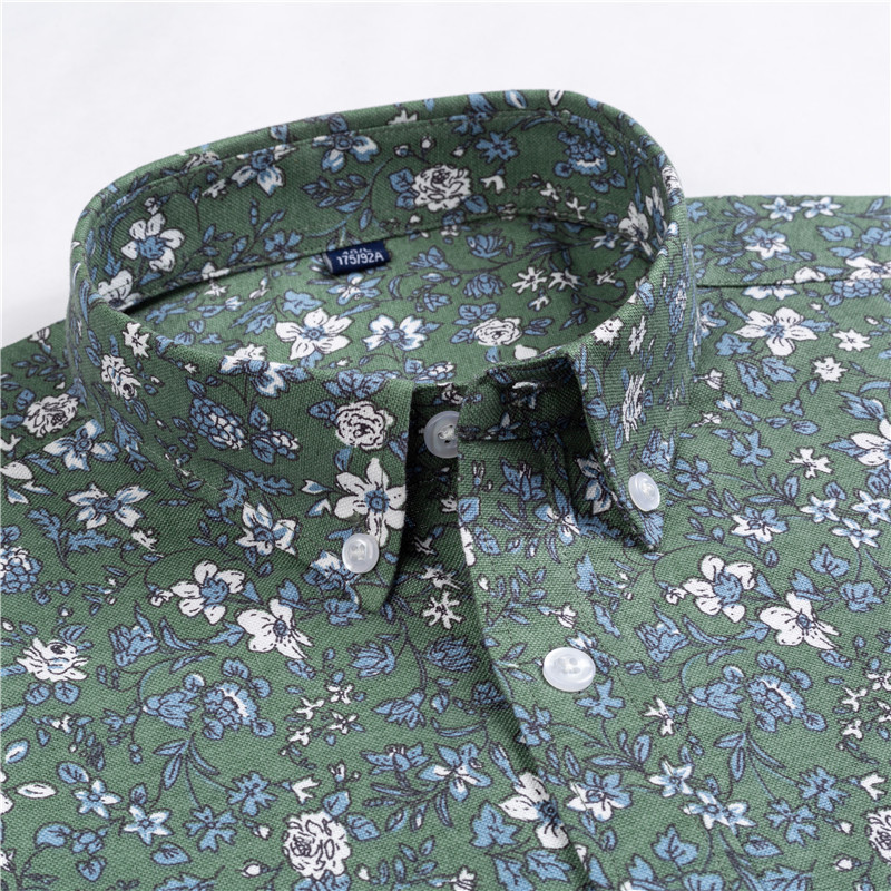 Plus Size 7xl Cotton Oxford Shirt for Men Long Sleeve Print Business Mens Casual Shirts Floral Regular Fit Fashion With Pocket 220322