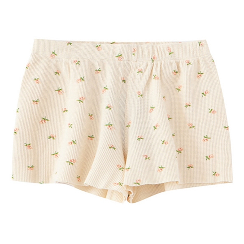 PUWD Y2K Sweet Girls Floral Soft Cotton Shorts Summer Fashion Ladies High Waist Flower Bottoms Casual Women Chic Shorts 220527