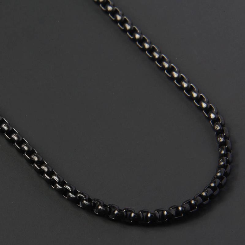 Classic 2mm Black Box Chain Necklace Men Titanium Steel For Jewelry