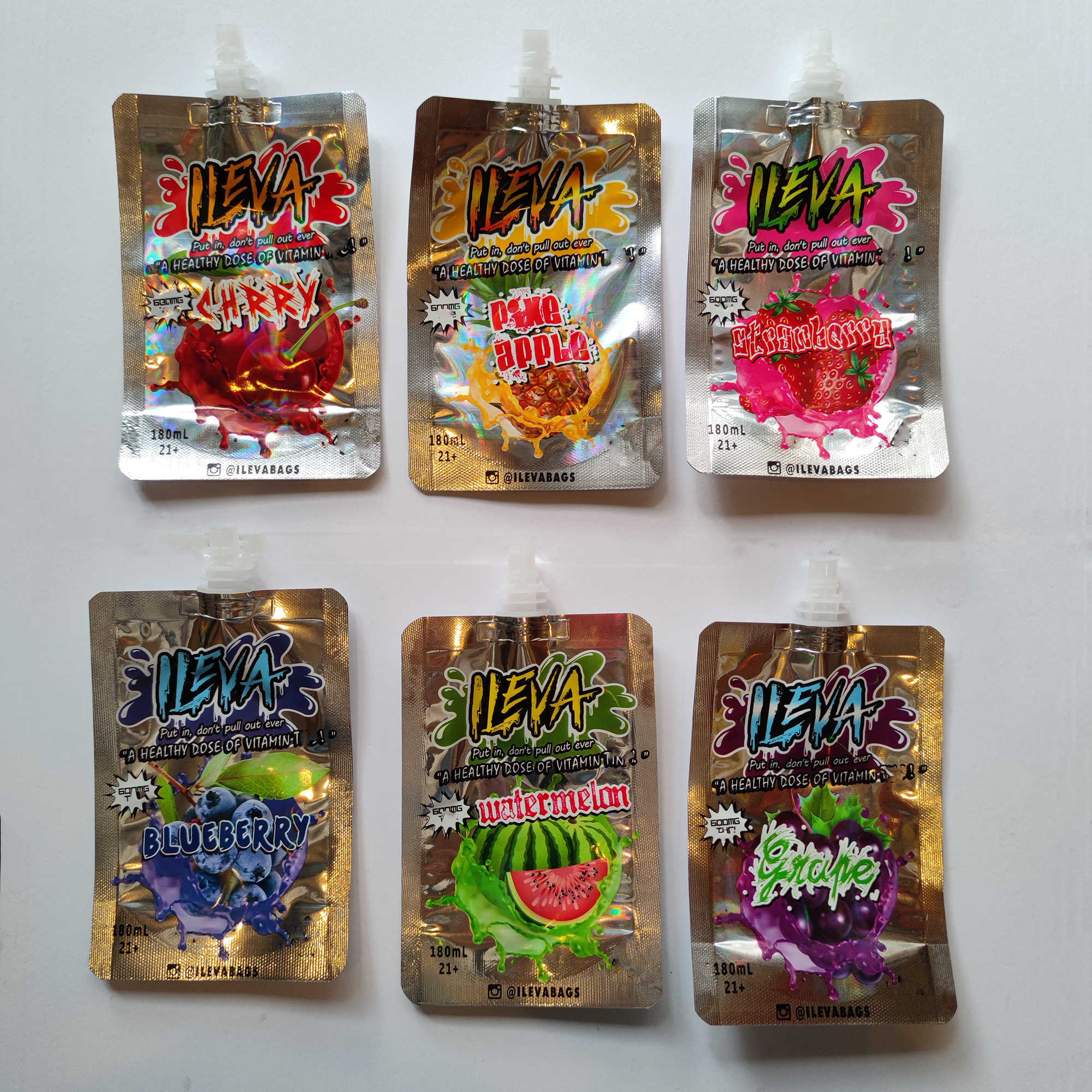 ILEVA 600mg 180ml Liquid spout top mylar packing bag resealable edibles aluminum foil composite flexible packaging bags self-supporting suction nozzle juice bag
ILEVA 600mg 180ml Liquid spout top mylar packing bag resealable edibles aluminum foil composite flexible packaging bags self-supporting suction nozzle juice bag