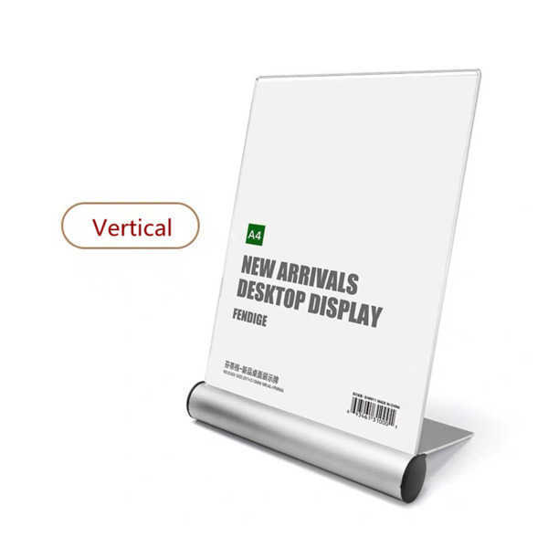 Menu A6 Restaurant Sign Holder L Shape Clear Acrylic Picture Photo Display Frame With Aluminum Base