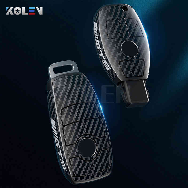 ABS Carbon Fiber Style Car Key Case Cover Shell Fob For Mercedes A B C E S Class W204 W205 W212 W213 W176 GLC CLA AMG W177