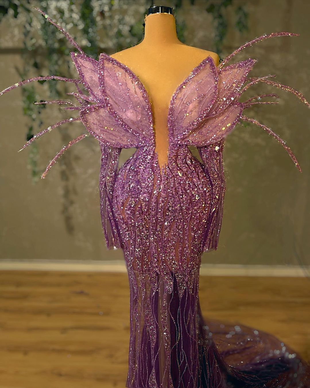 Plus Size Arabic Aso Ebi Purple Luxurious Mermaid Prom Dresses Stylish Beaded Evening Formal Party Second Reception Birthday Engagement Gowns Dress ZJ