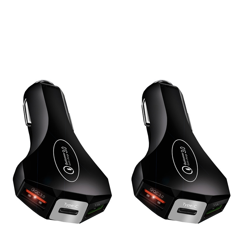 3 Ports Quick Charging Car Chargers 7A 35W Type c Hammer Safety QC3.0 Fast Car Charger For Samsung S24 S23 S22 S21 S20 PC MP3 Android iPhone 15 14 13 
