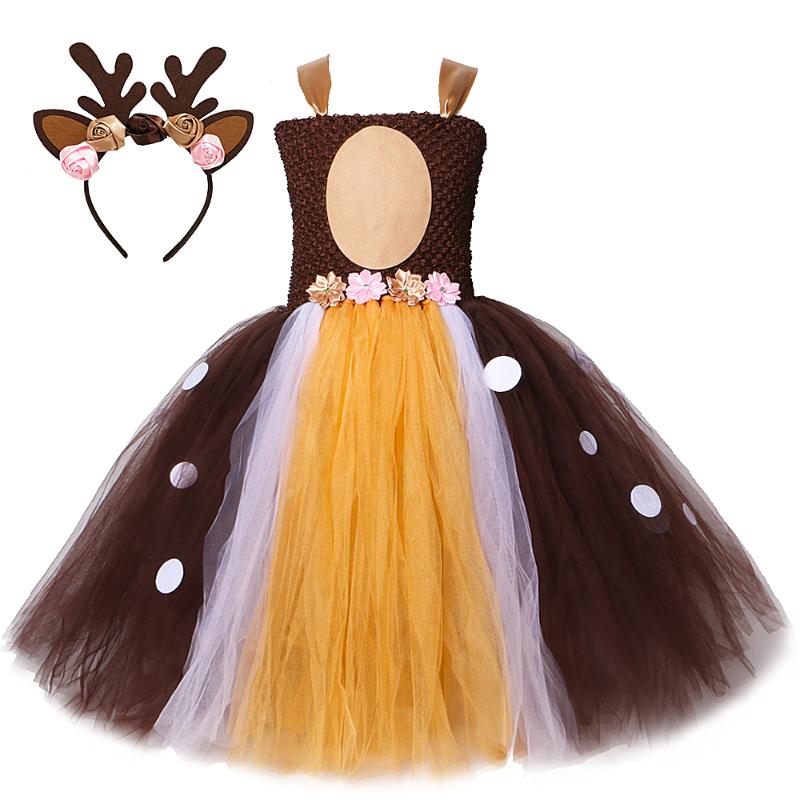 

Girl's Dresses Kids Deer For Girls Reindeer Tutu Dress Long Christmas Halloween Costume Girl Elk Clothes Birthday PartyGirl's, Only dress