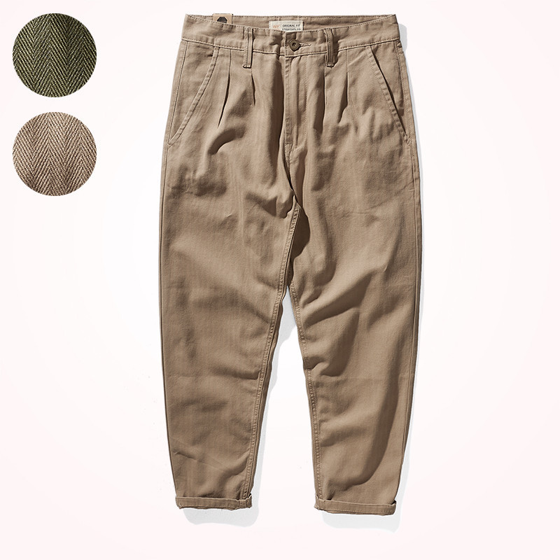 Autumn and Winter Japanese Retro Straight Tooling Pants Men' Fashion Loose Pure Cotton Fishbone Tapered American Casual Pants, Khaki
Autumn and Winter Japanese Retro Straight Tooling Pants Men' Fashion Loose Pure Cotton Fishbone Tapered American Casual Pants, Khaki
