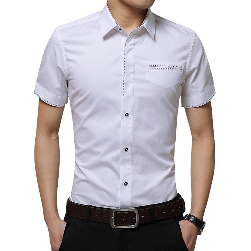 New Summer Trend Fashion Men's Casual Shirt Cotton Casual Shirt Men Short Sleeve Breathable Work Dress Shirts Men 210412