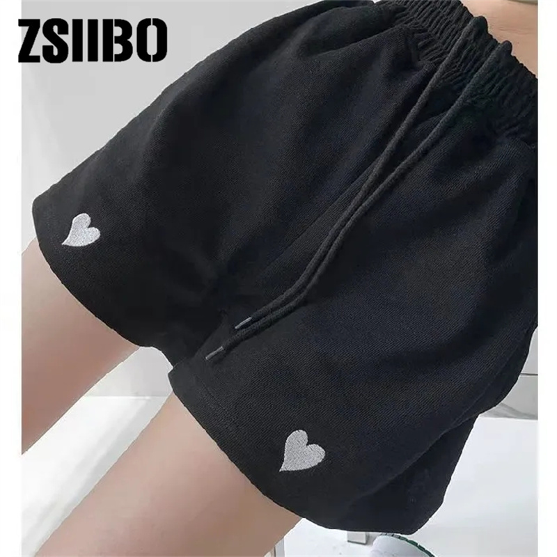 Love embroidery sports shorts womens summer loose casual widelegged highwaisted thin student threequarter pants 220527