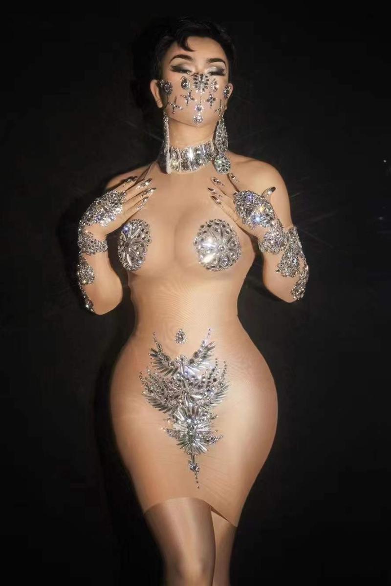 Stage Wear See Through Rhinestones Transparent Women Mini Dress Birthday Celebrate Dancer Sexy Deejay Bar Nightclub SingerStage, Only masks 
Stage Wear See Through Rhinestones Transparent Women Mini Dress Birthday Celebrate Dancer Sexy Deejay Bar Nightclub SingerStage, Only masks